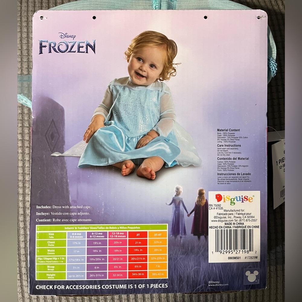 Disney Frozen Elsa Infant Dress -‎ Blue and White - Picture 2 of 2
